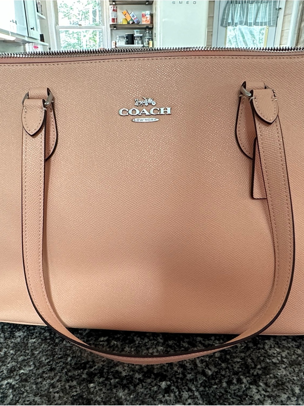 Coach Pebble Leather Tote in Blush Peach